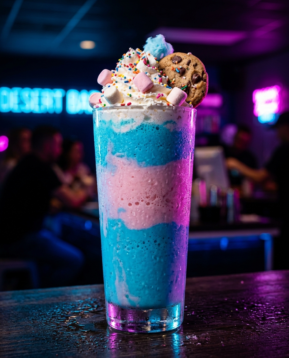 Blue Cub cotton candy vanilla layered milkshake