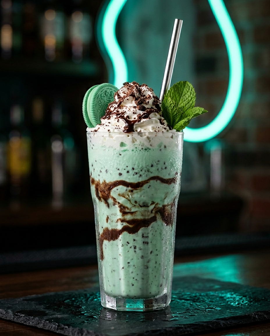 Green Panther mint chocolate milkshake