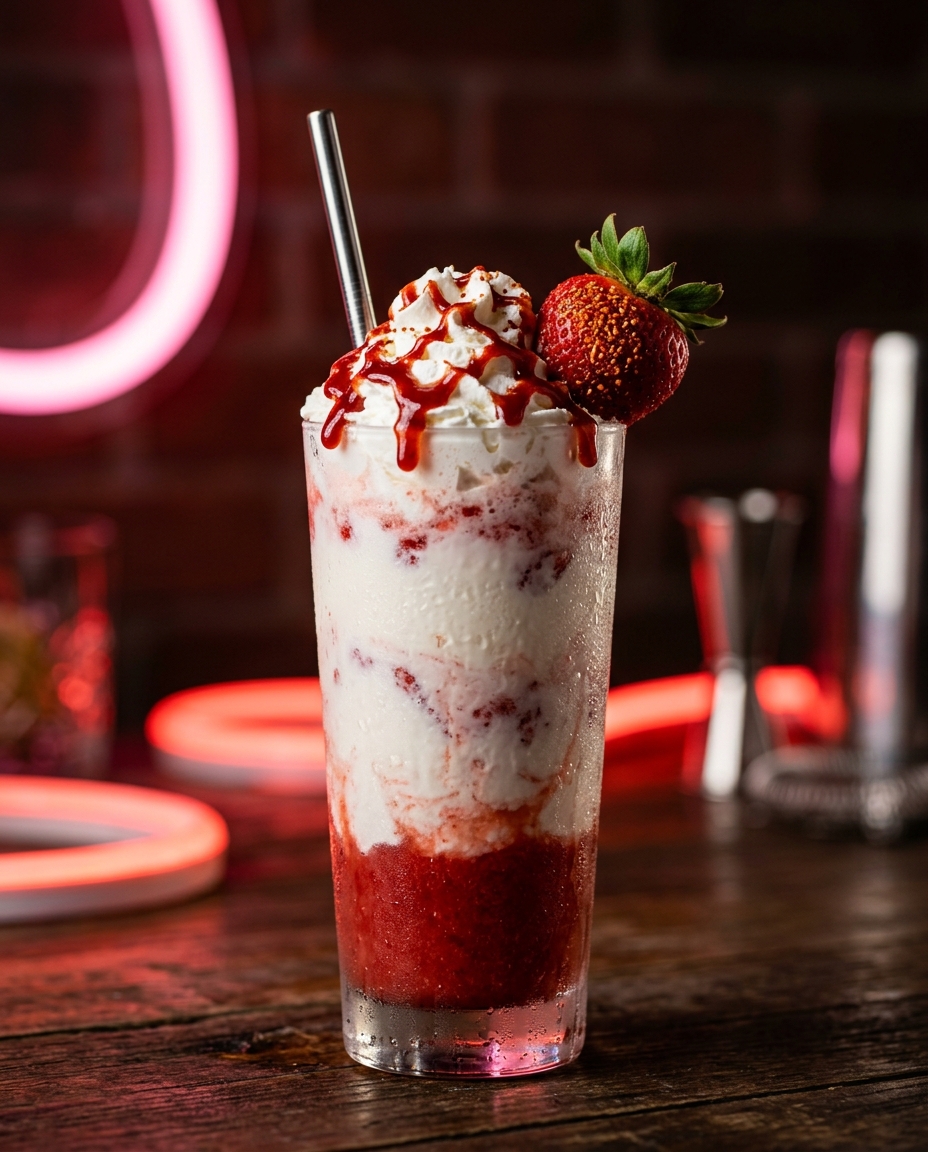 Hot Panther sweet heat strawberry milkshake with chamoy drizzle