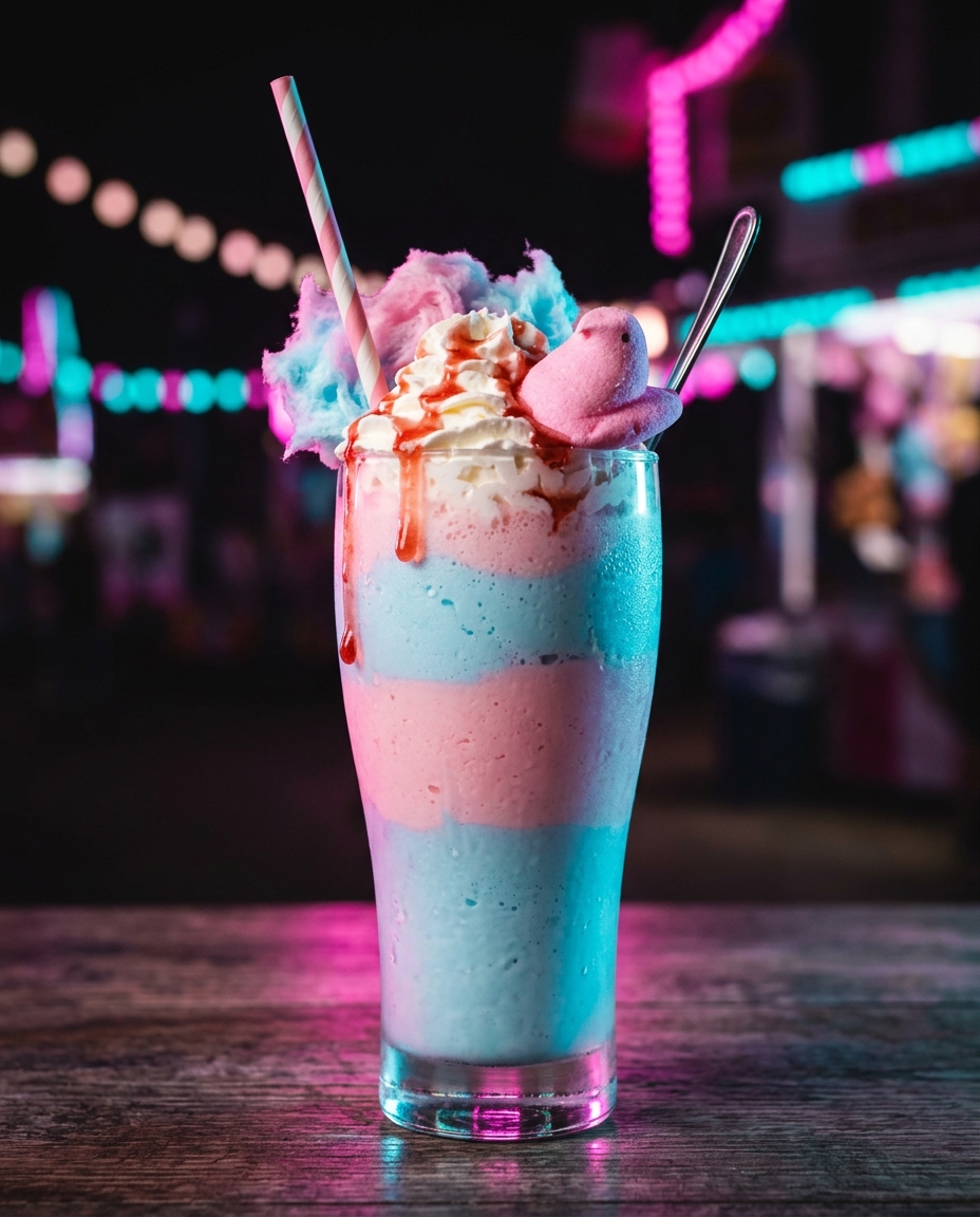Peep Panther cotton candy milkshake with marshmallow chick