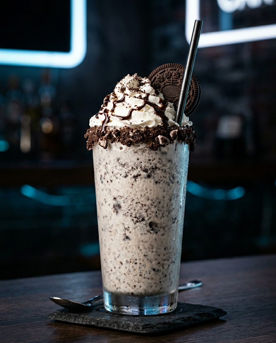 Sweet Panther cookies and cream milkshake with cookie on top
