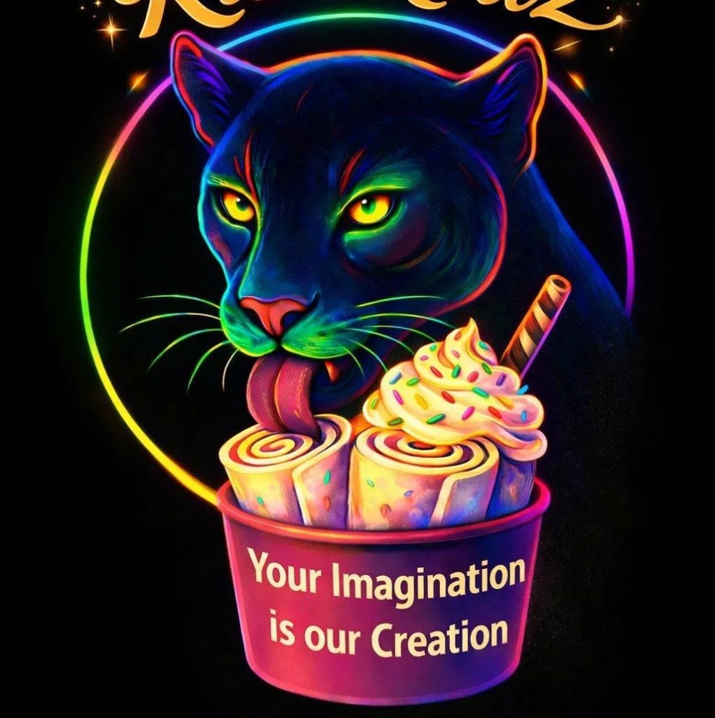 Rich Rollz neon panther logo